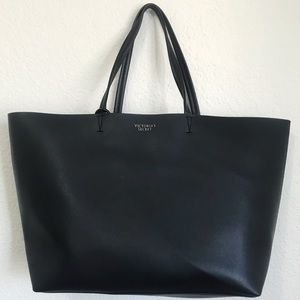 Victoria’s Secret Black Leather Tote Bag